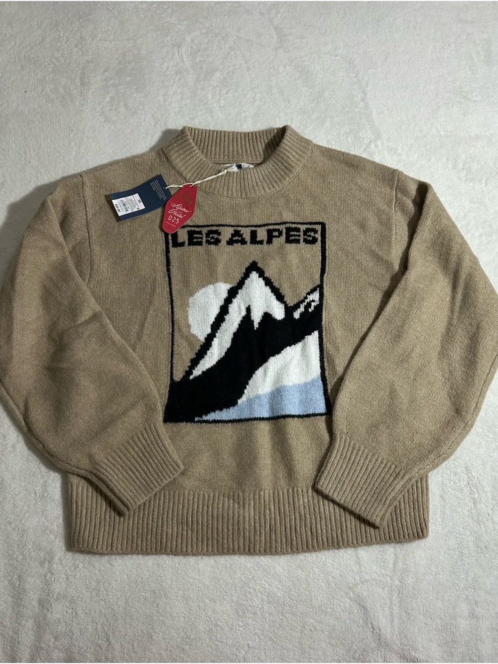 NWT Universal Thread Les Alpes Sweater XS Tan Ski Alpine Intarsia Knit Women's